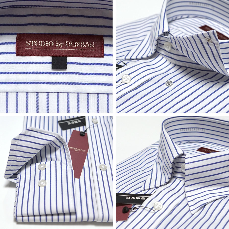 D'URBAN ダーバン 新品 ストライプ スナップダウン ドレスシャツ