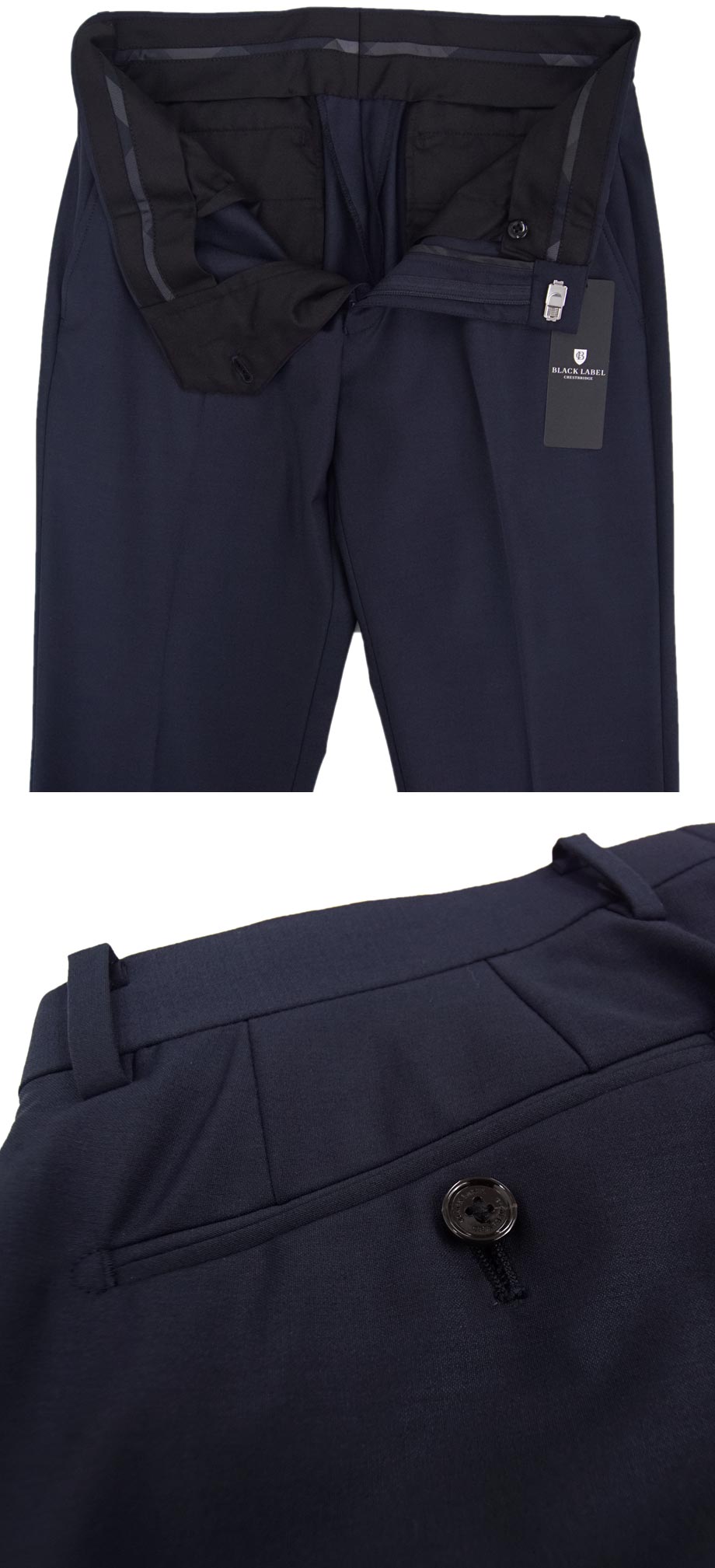 [新品]定価27500円 ブラックレーベル クレストブリッジ【M/79cm】春夏 ビジネスパンツ スリムシルエット 優れたストレッチ 防シワ加工 紺