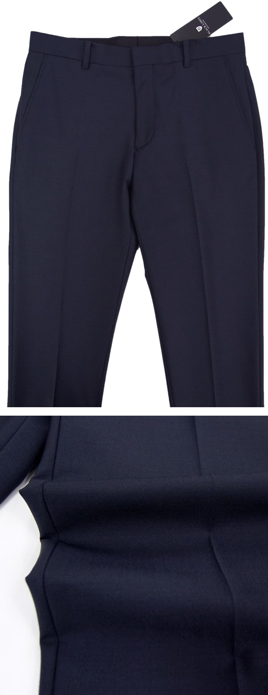 [新品]定価27500円 ブラックレーベル クレストブリッジ【M/79cm】春夏 ビジネスパンツ スリムシルエット 優れたストレッチ 防シワ加工 紺