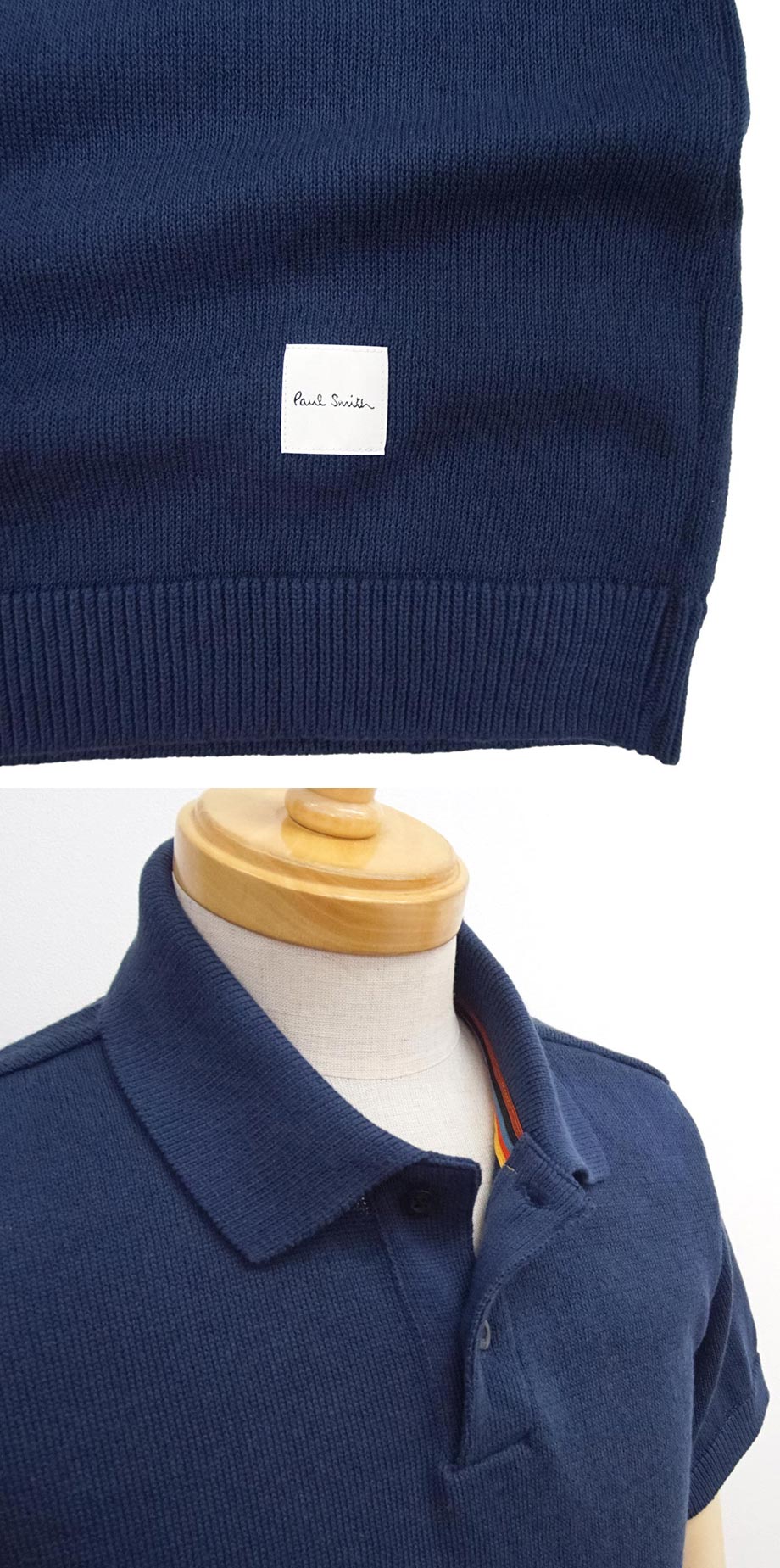 [新品]ポールスミス【M】希少な日本製サマーニット 半袖 ポロシャツ アーティストストライプ 吸水速乾 洗濯可能 Paul Smith【送料185円】